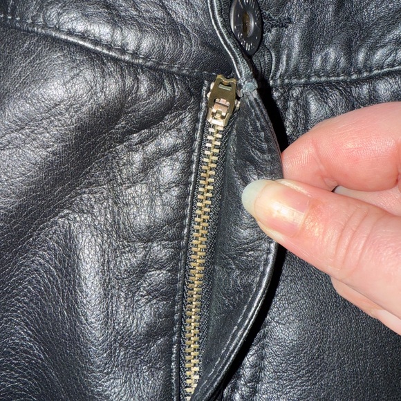 Vintage Tommy Hilfiger women’s sz 9 Black Leather Jeans pants lace up Y2K flare - Picture 8 of 11